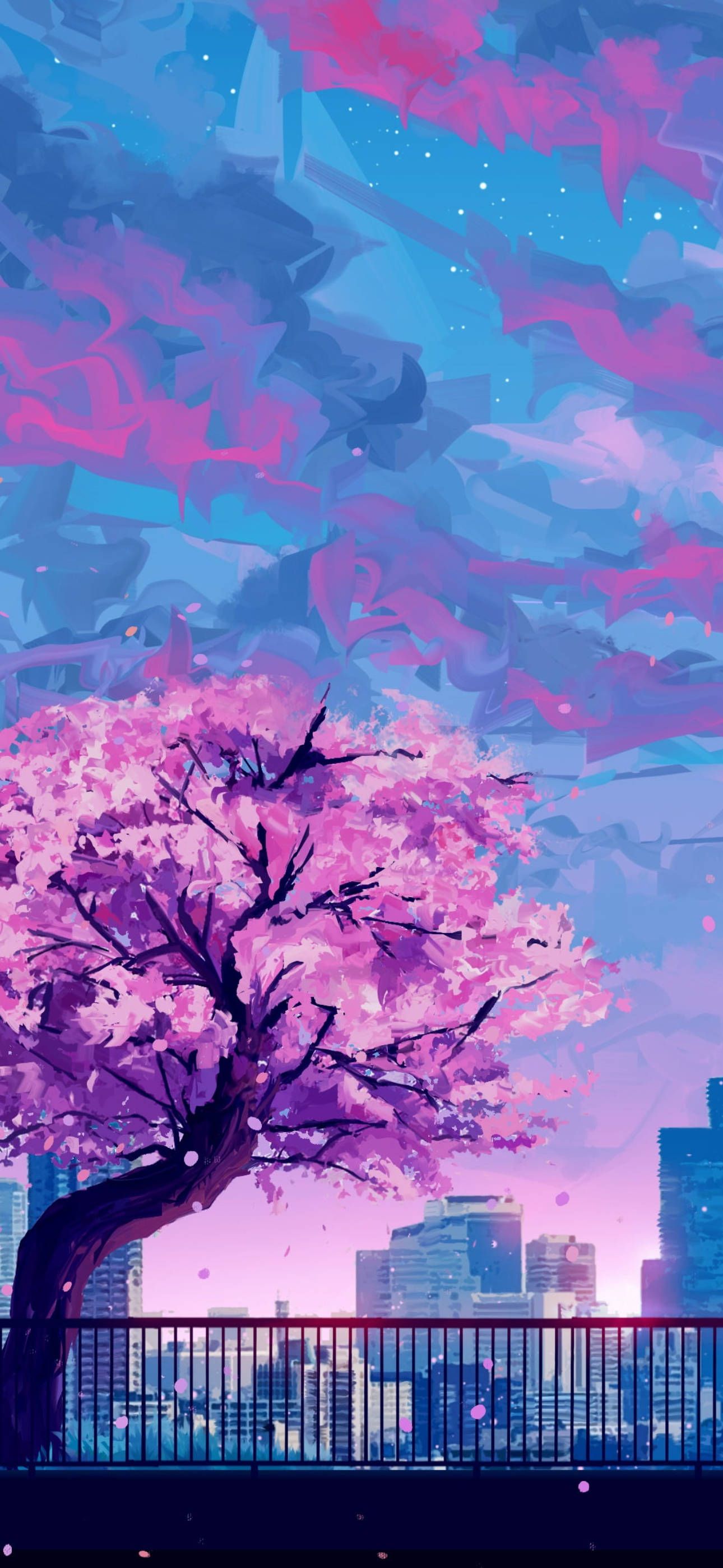 Download Japanese Aesthetic iPhone Bending Sakura Tree Wallpaper