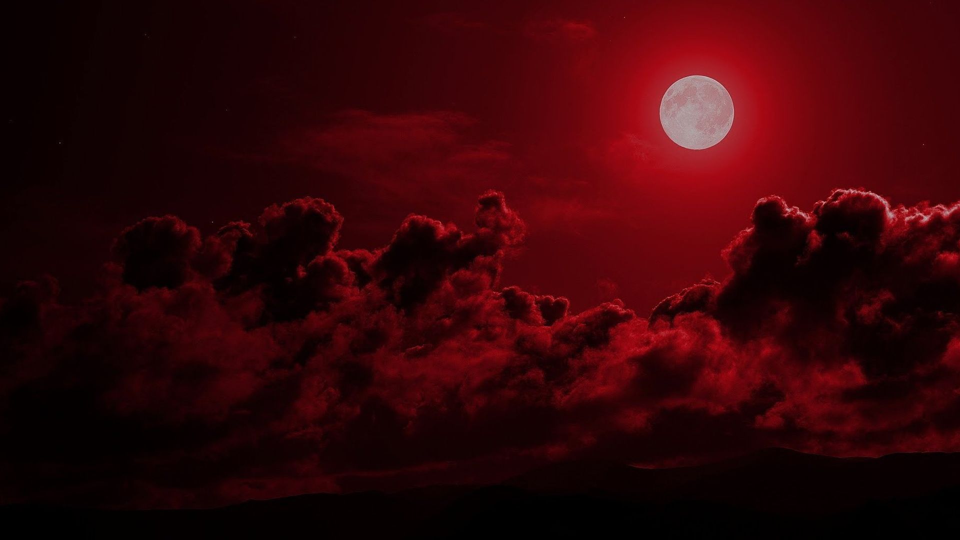 Moon Red Cloudy Sky HD Dark Aesthetic Wallpaper