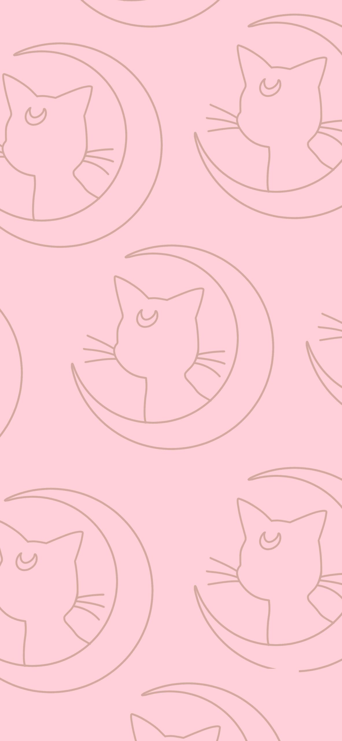 A pink background with cats and the moon - Moon, Sailor Moon