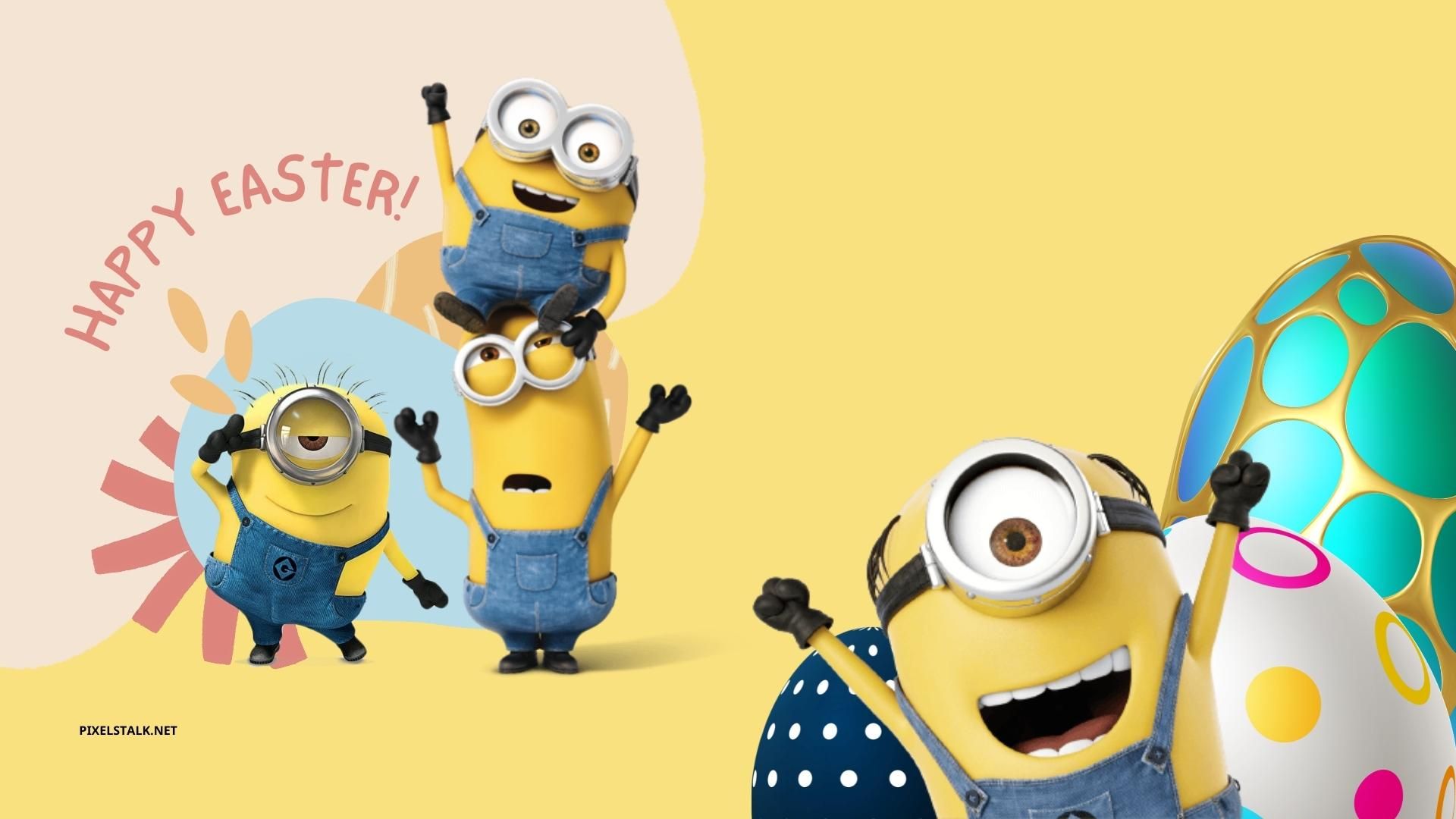 Happy Easter wallpaper with minions and an egg - Easter