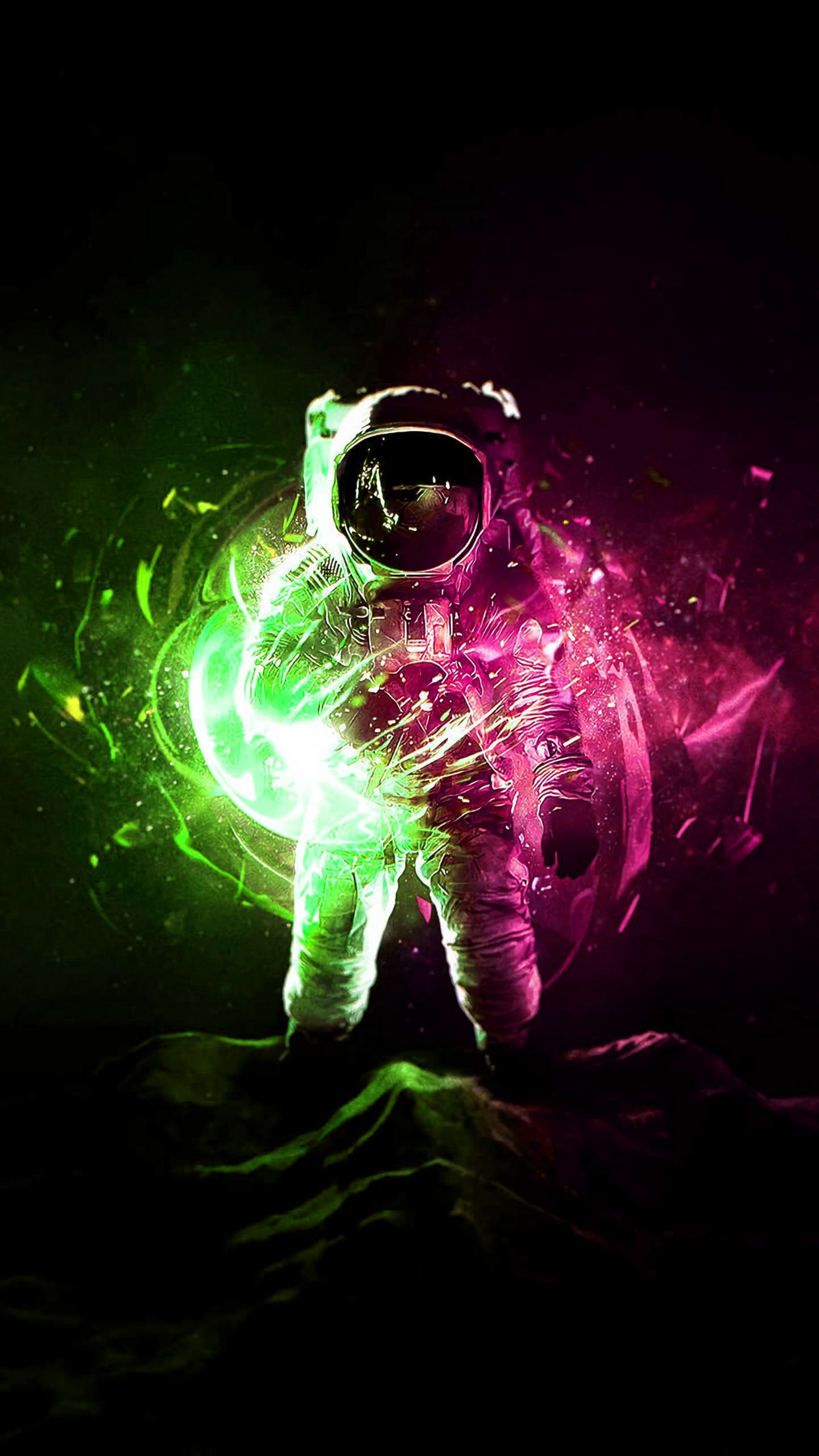 Green Purple Astronaut Space Suit Aesthetic Wallpaper