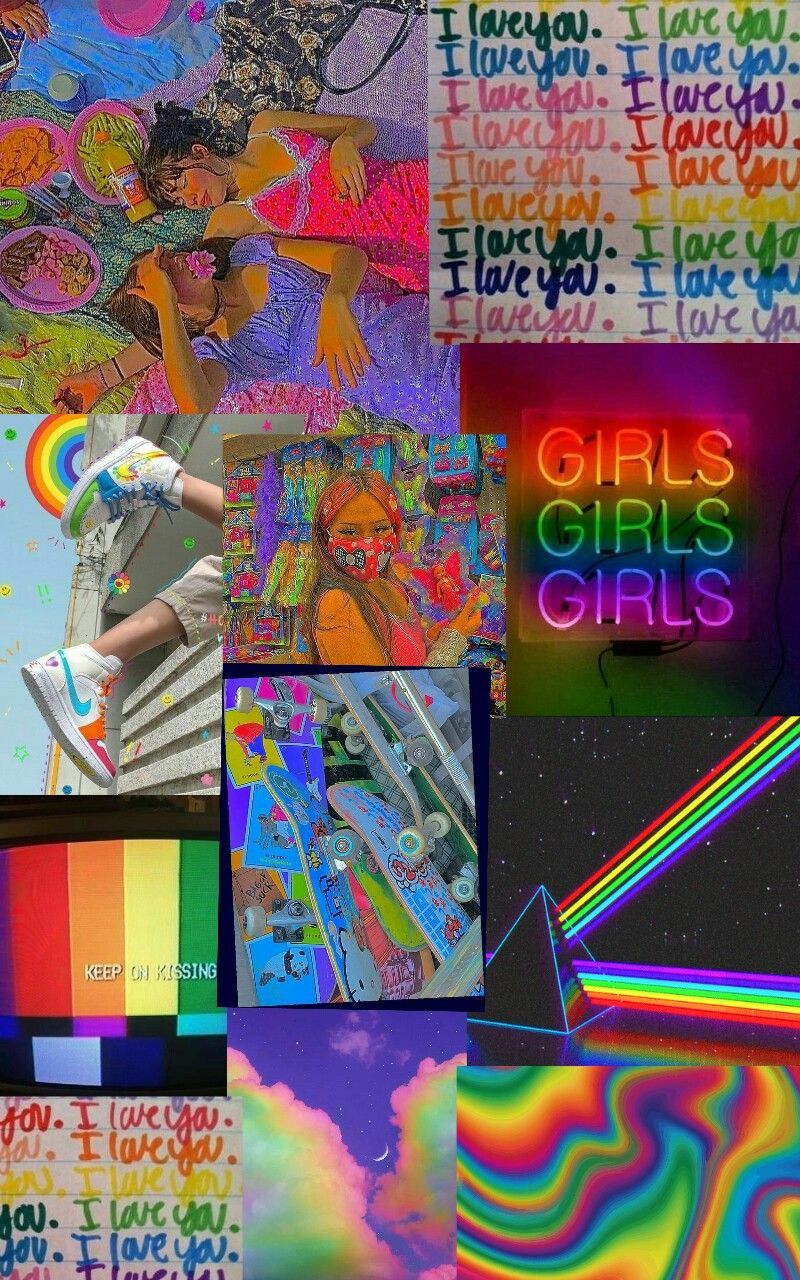 A collage of pictures with different colors - Pride, colorful, rainbows