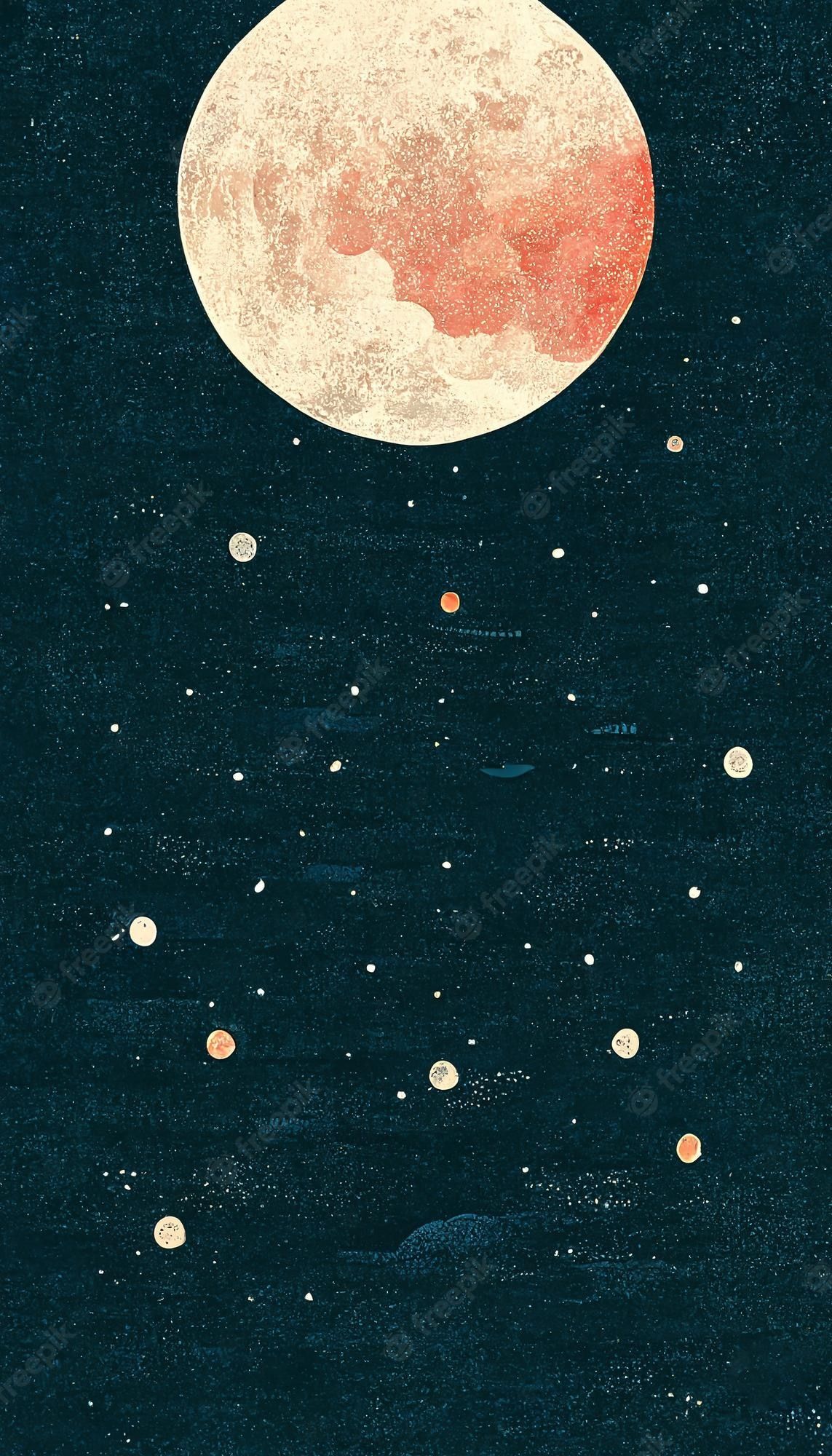 A painting of the moon and stars - Moon phases