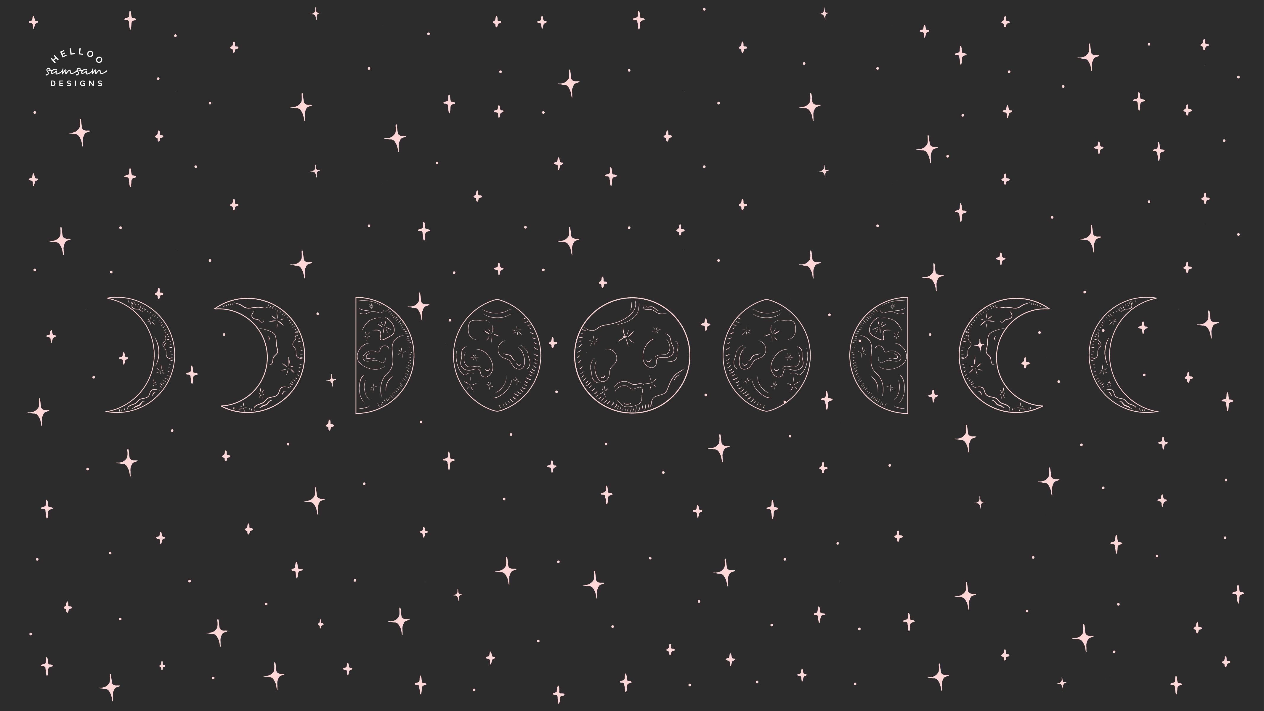The phases of a moon in black and white - Moon phases