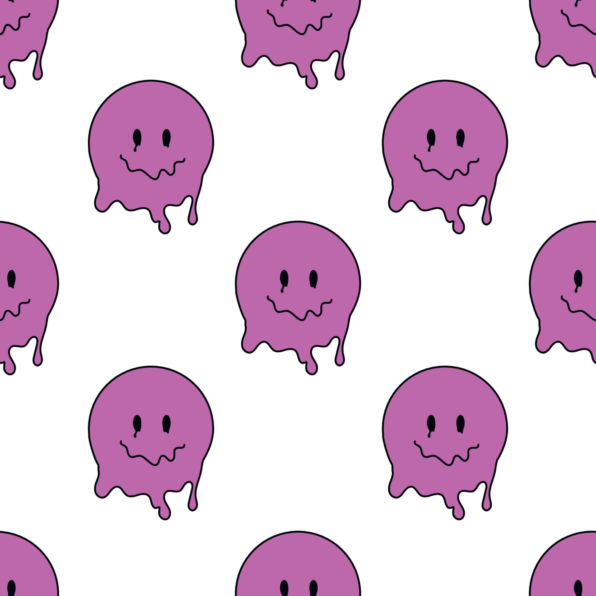 A pattern of purple ghost faces on white background - Y2K, funny