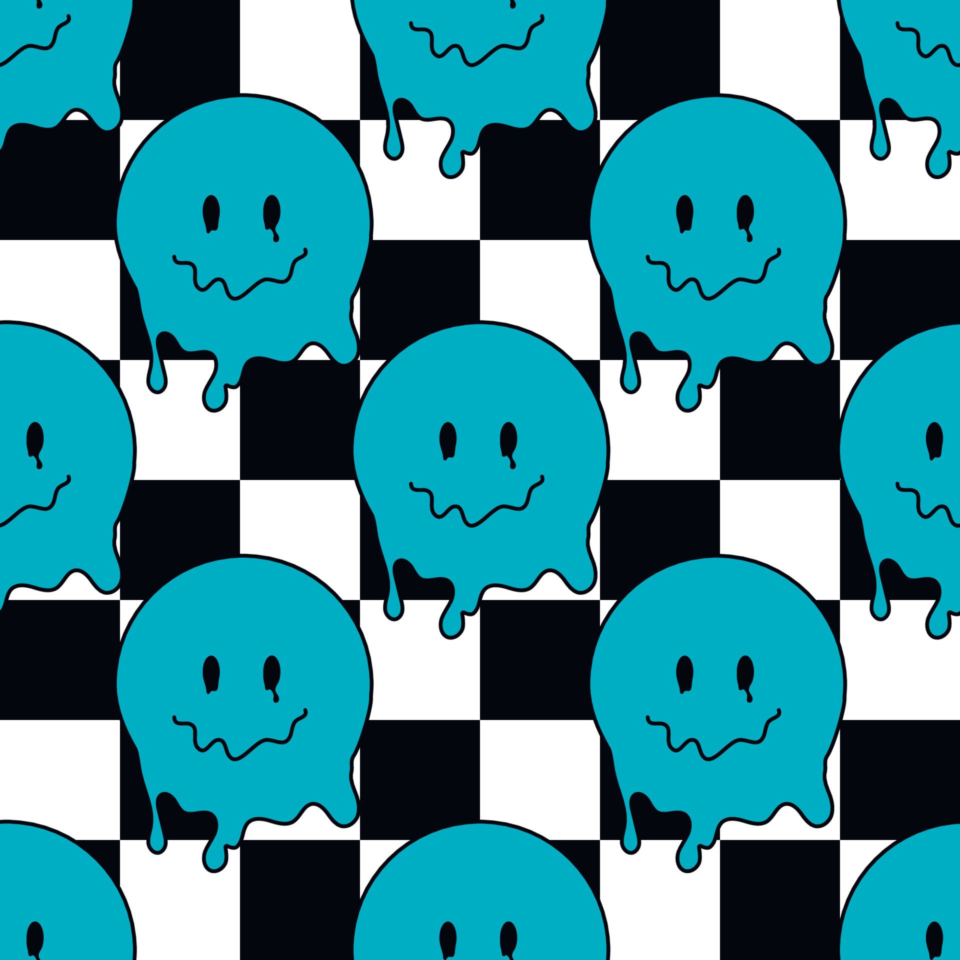 A pattern of blue and black checkered balls - Y2K, funny