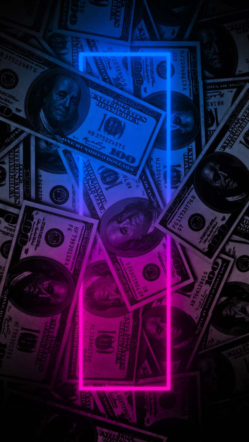 A pile of money with neon lights - Money