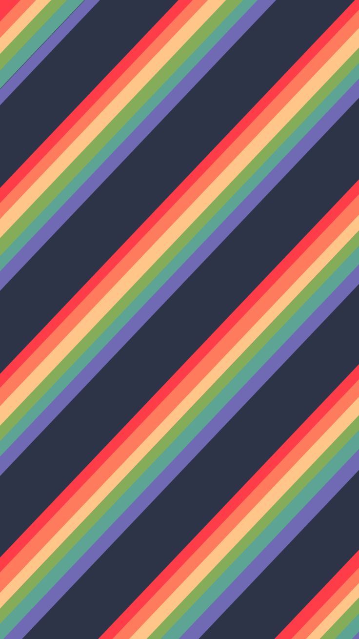 A diagonal striped pattern of rainbow colors against a dark blue background. - Pride