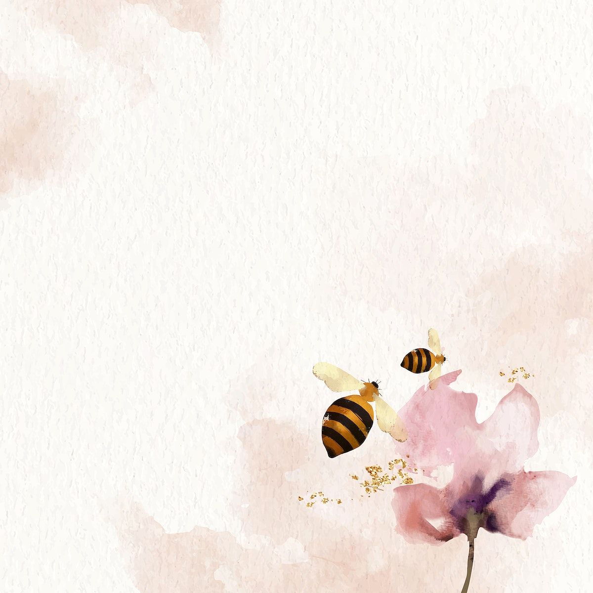 A watercolor painting of bees and flowers - Bee