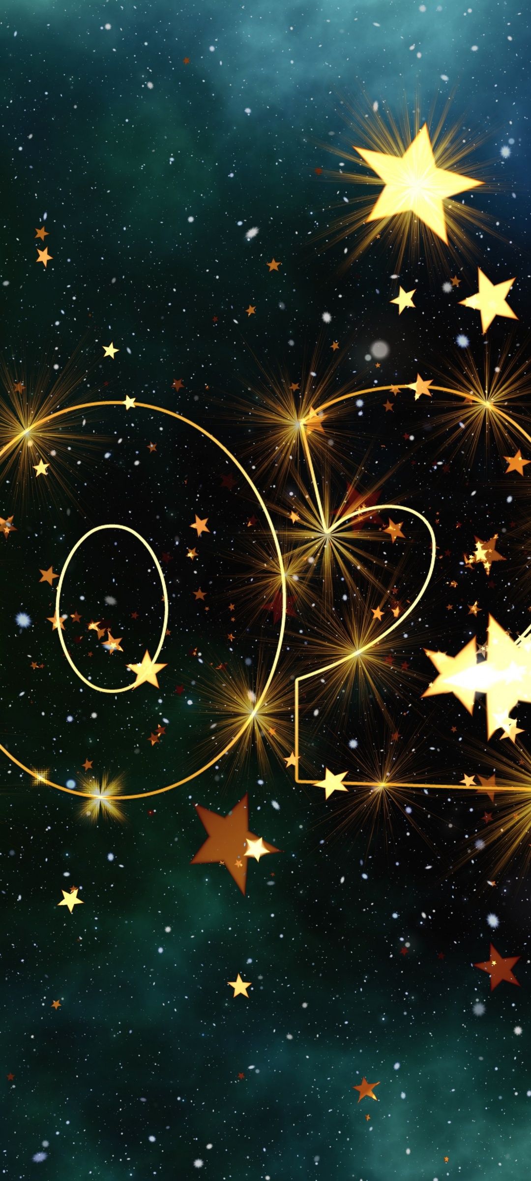 New Year Wallpaper 4K, Glowing Stars, Celebrations New Year