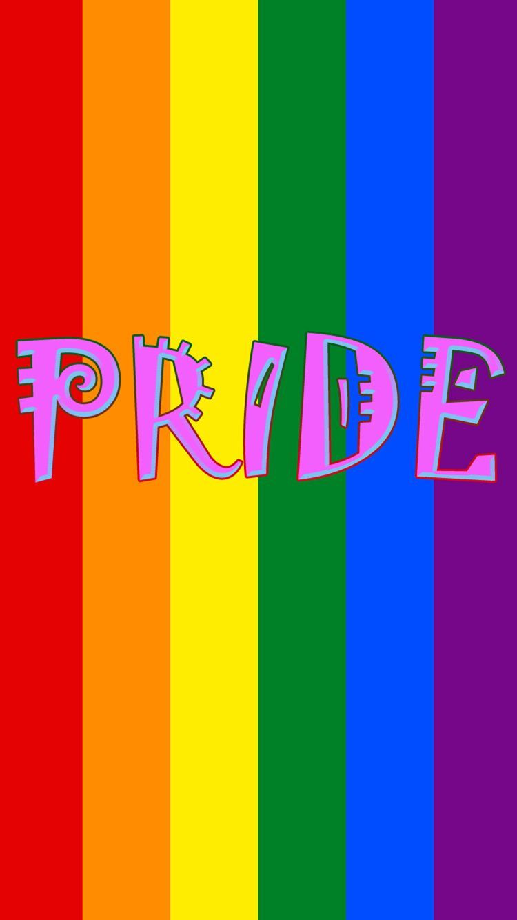 IPhone wallpaper with the word pride on a rainbow background - Gay, pride