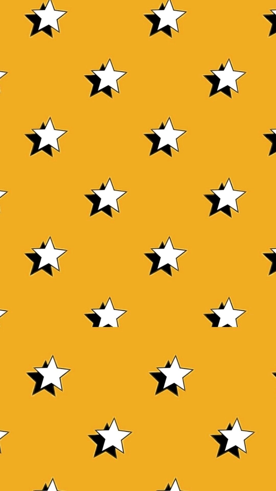 A yellow background with white stars - Stars, phone, pattern