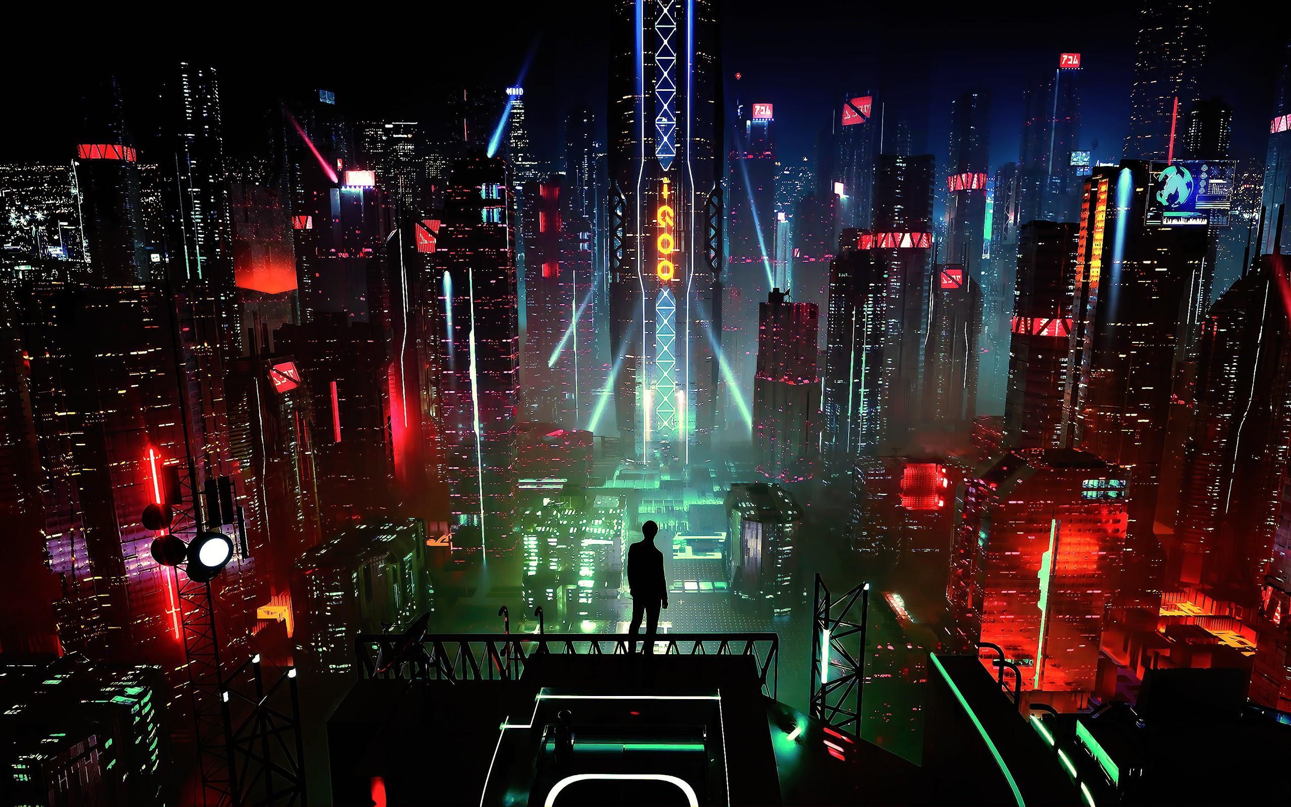 Night City Buildings [2560x1600]. Futuristic city, Desktop wallpaper art, City wallpaper