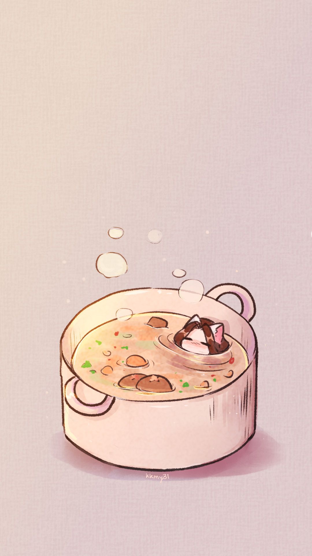 IPhone wallpaper of a cat in a soup pot - Ramen