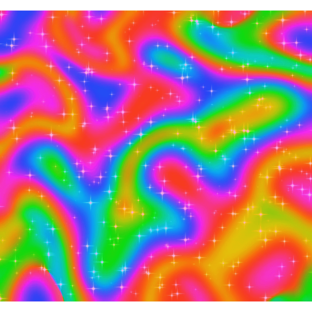 A colorful psychedelic pattern with stars and dots - Clowncore