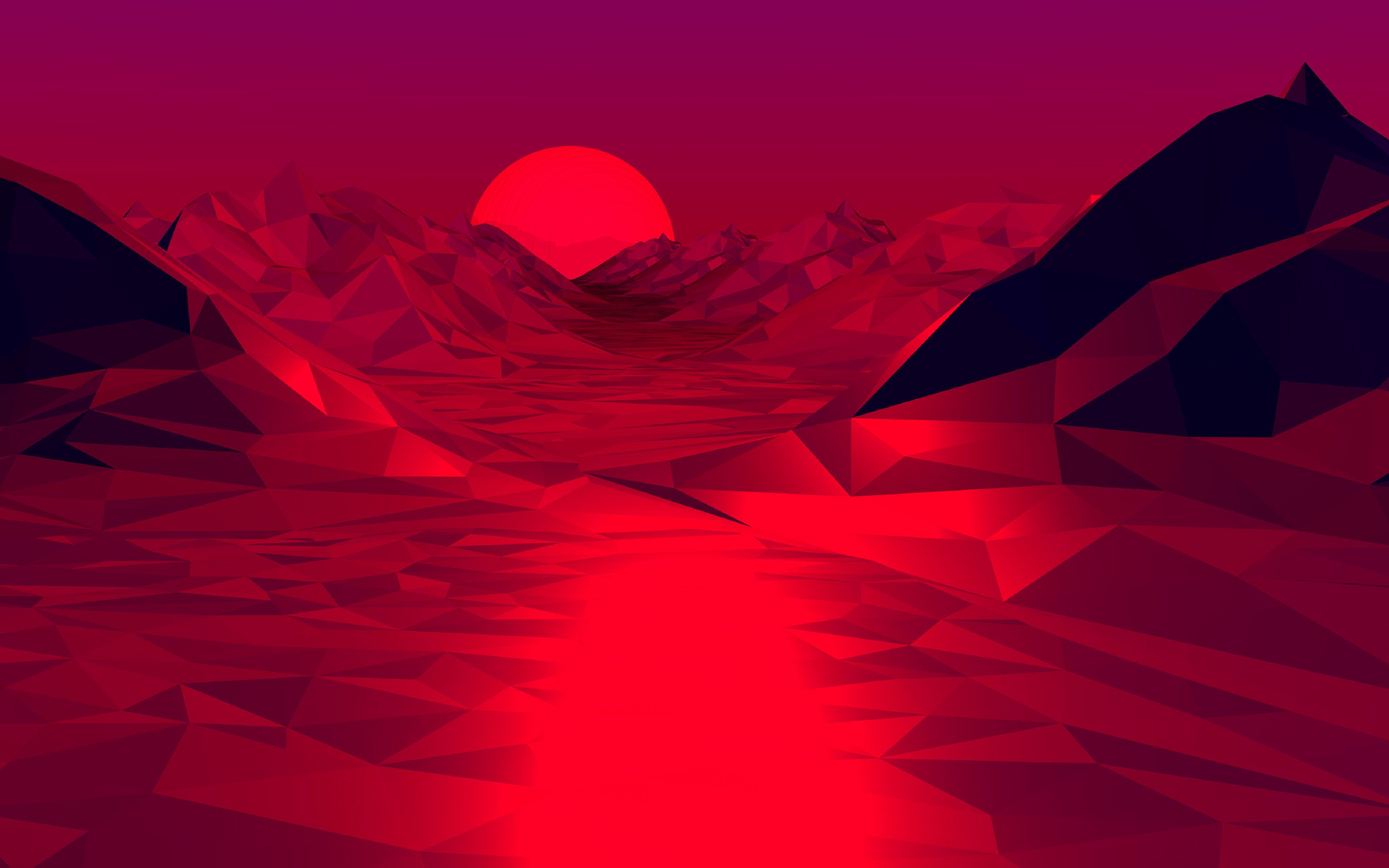 A low poly landscape with mountains and water - Landscape, 3D, low poly