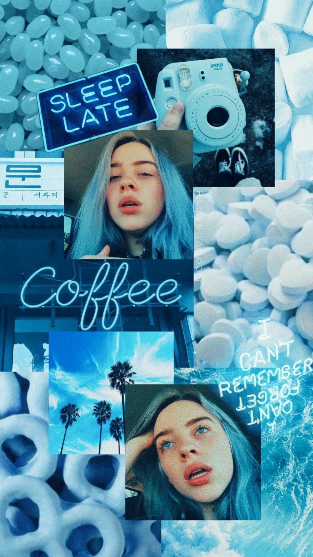 Aesthetic blue background with Billie Eilish and polaris - Billie Eilish