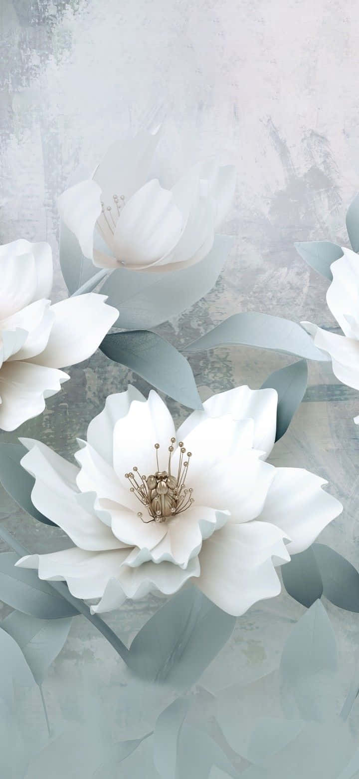 White flowers on a grey background - Silver