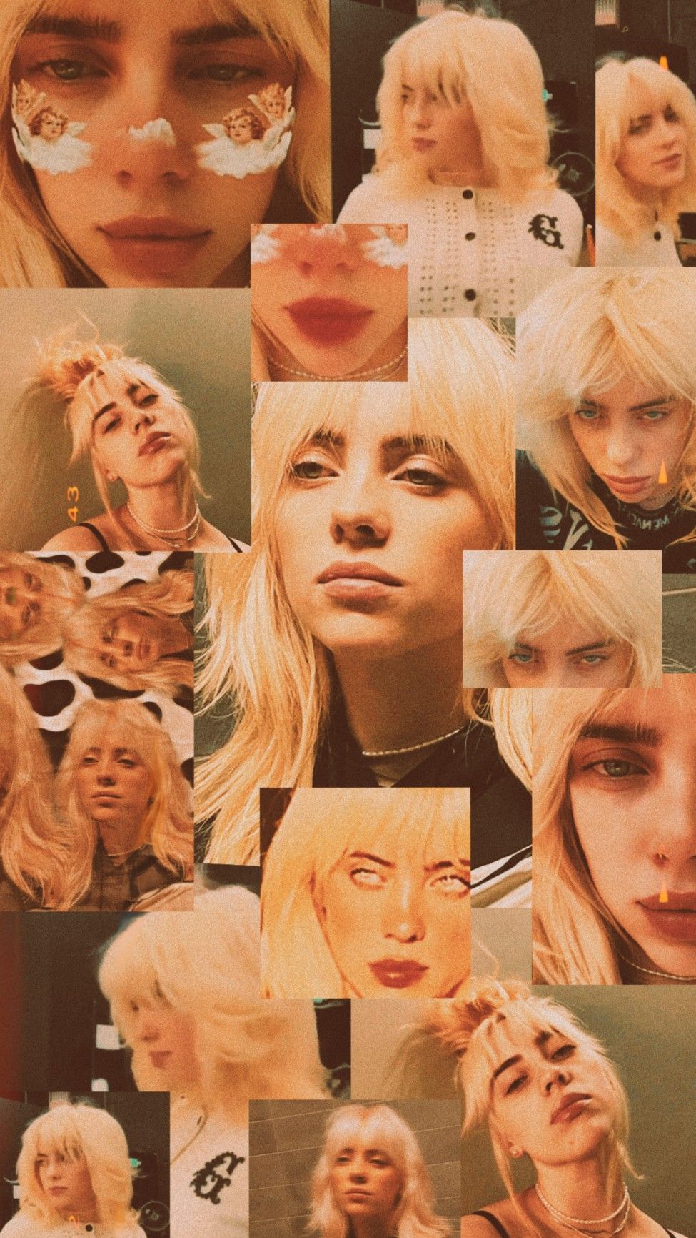 A collage of pictures that are all the same - Billie Eilish