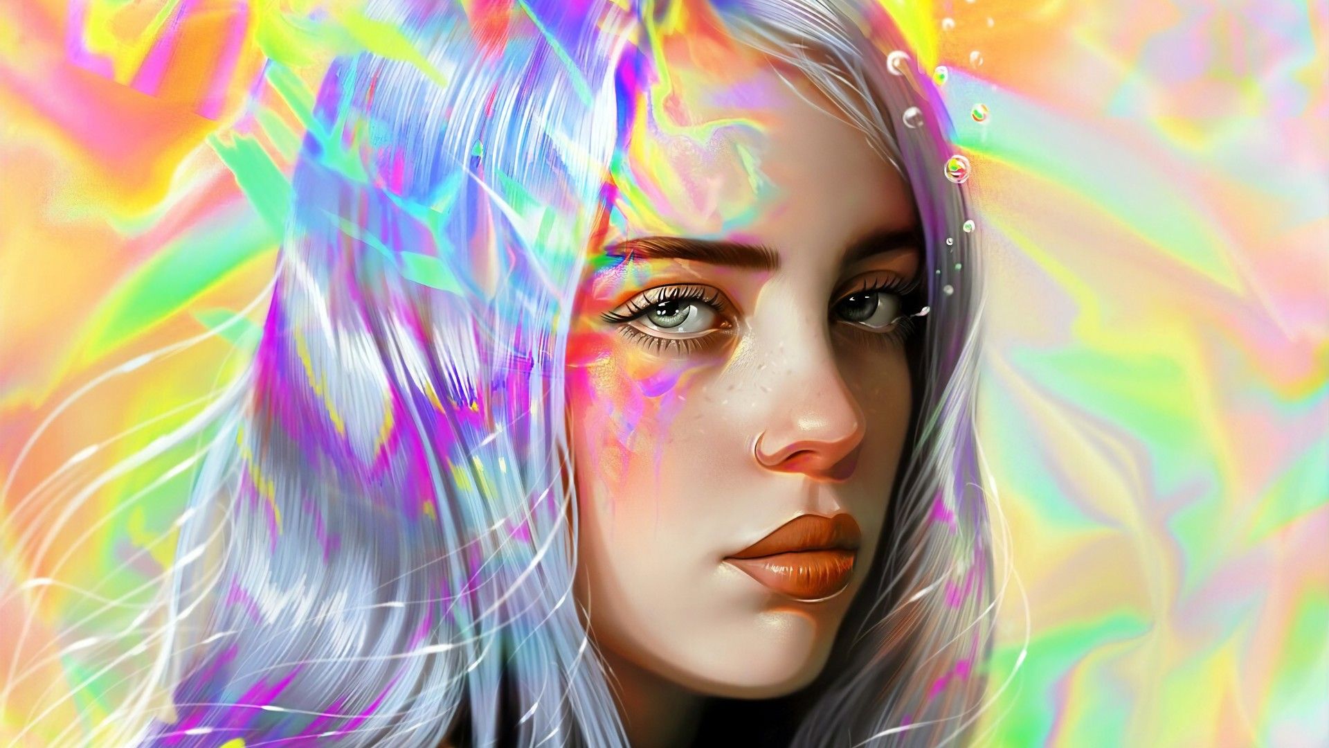 Billie Eilish with a rainbow filter - Billie Eilish