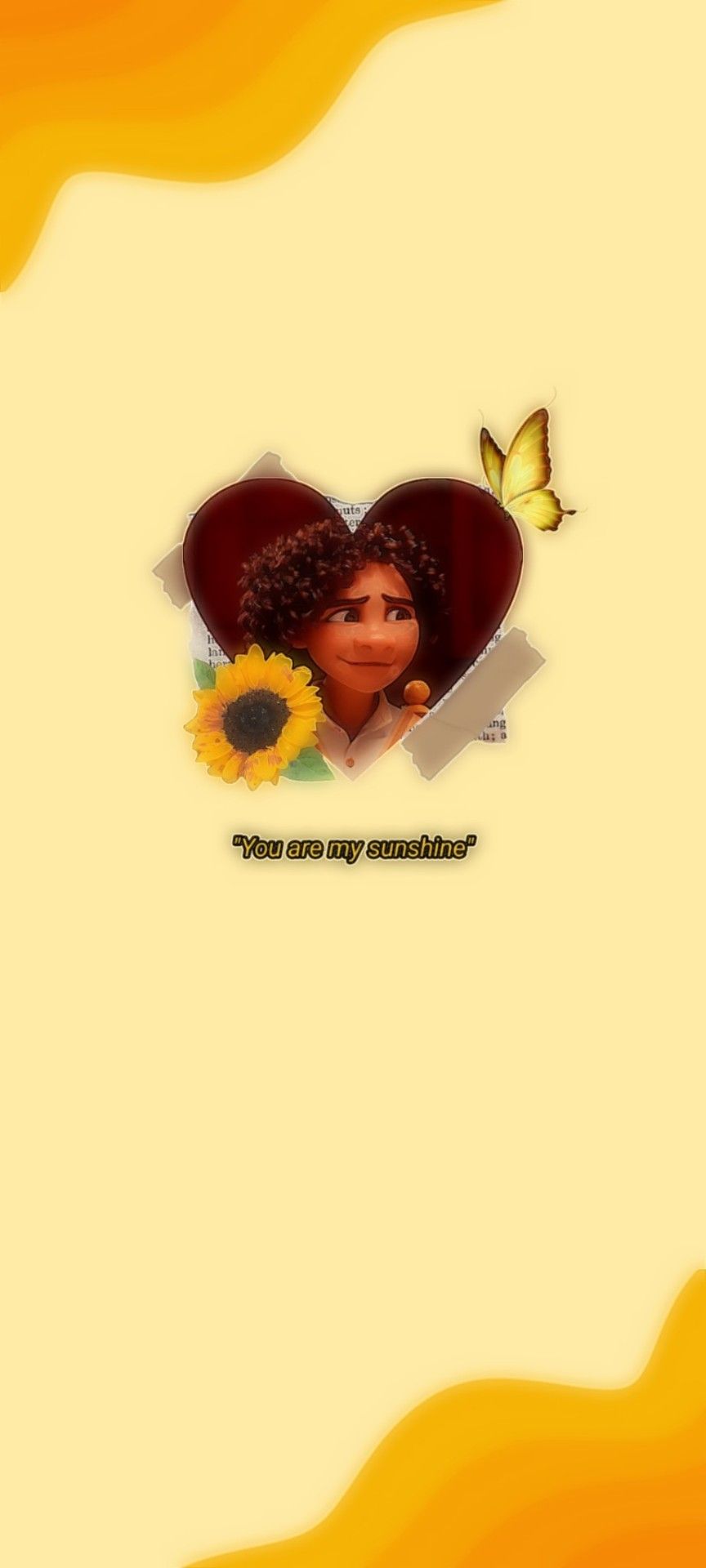 IPhone wallpaper of a girl with a sunflower and a butterfly with the quote 