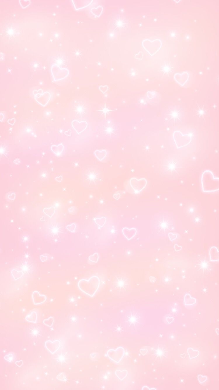 Pink background with white hearts and stars - Soft pink