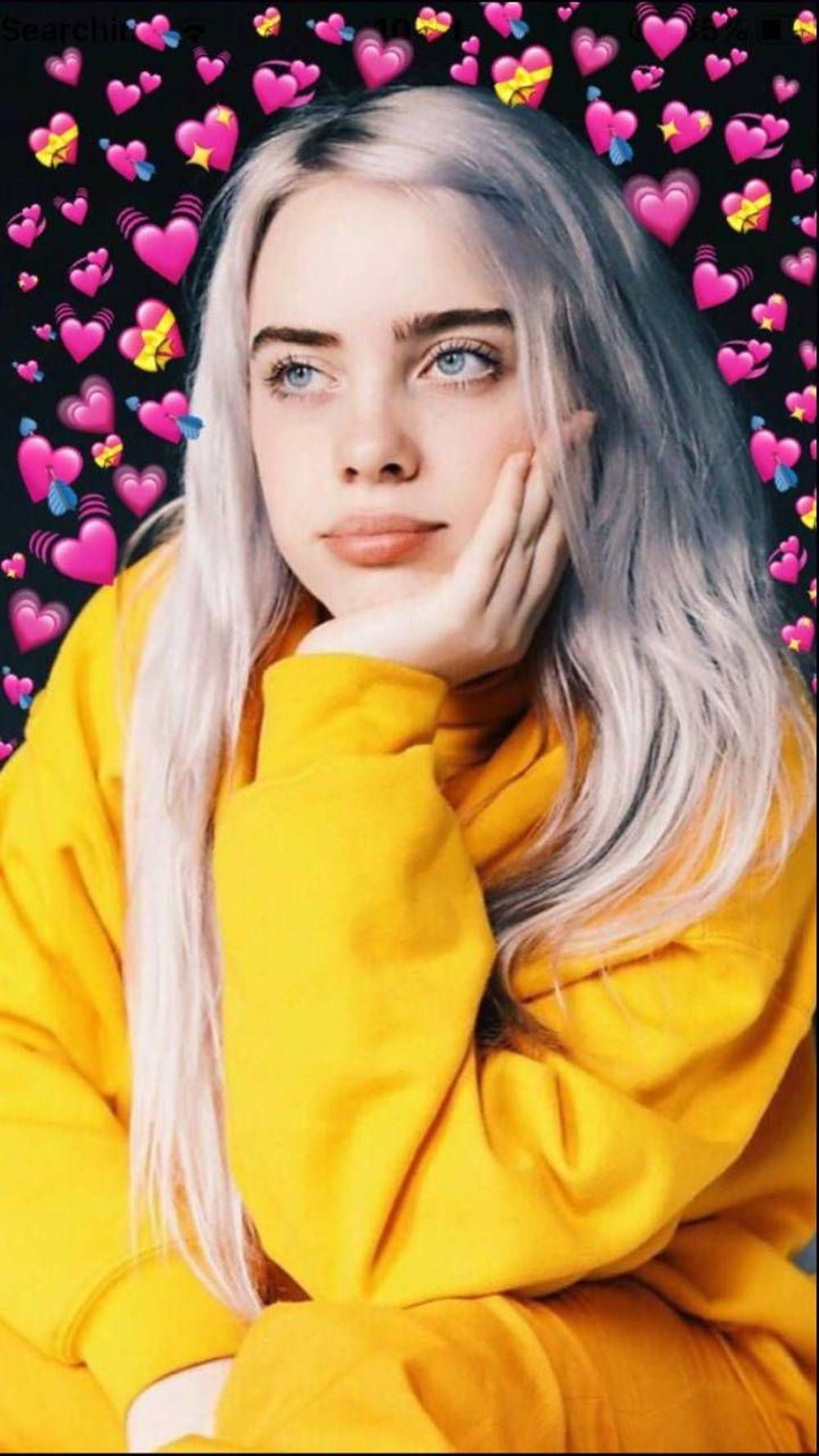 Download Aesthetic Billie Eilish Heart Emojis Wallpaper