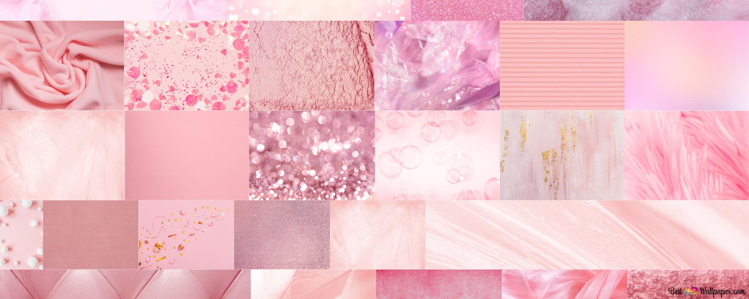 A collage of pink and white fabrics - Soft pink, light pink