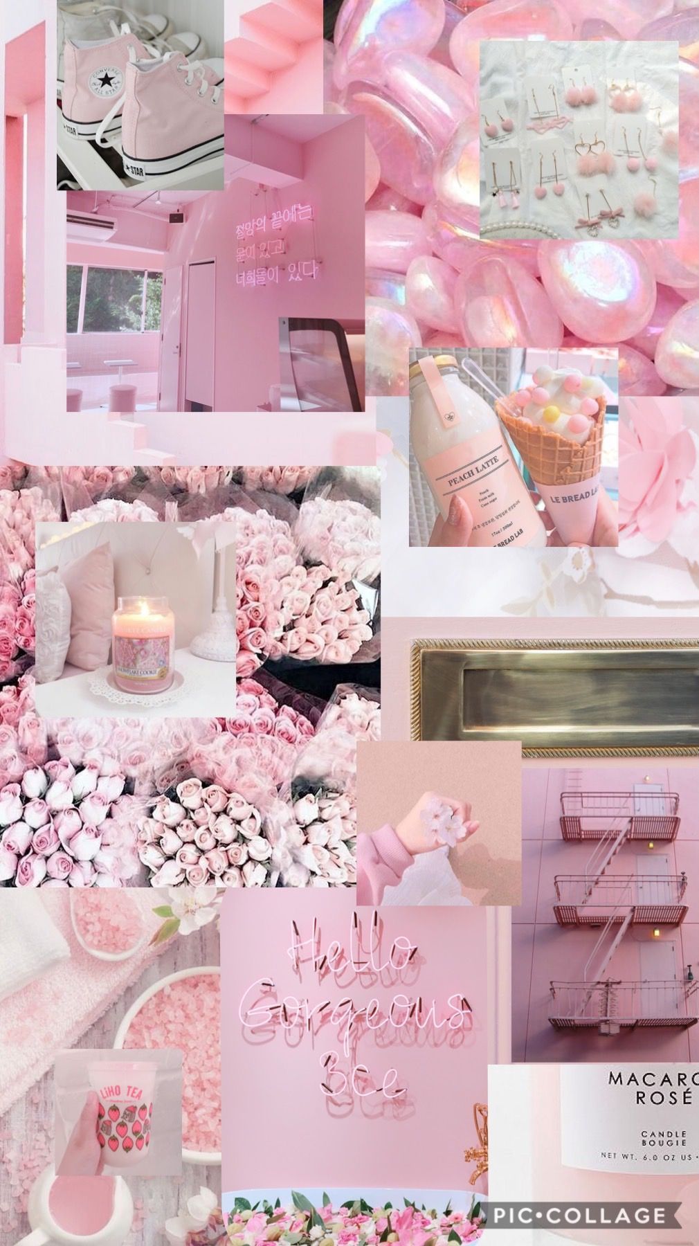 Aesthetic pink collage background for phone - Soft pink, light pink, pink collage