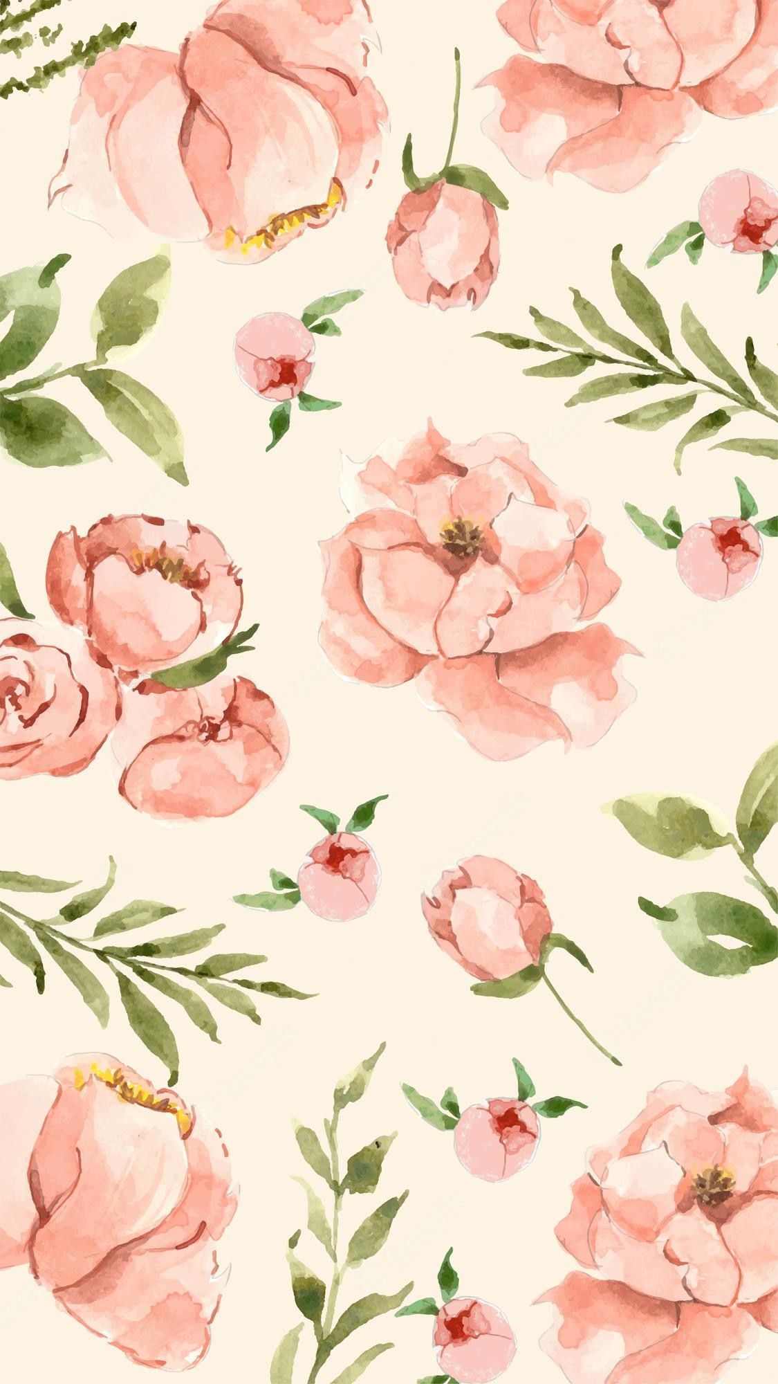 A beautiful watercolor floral wallpaper for your phone - Soft pink
