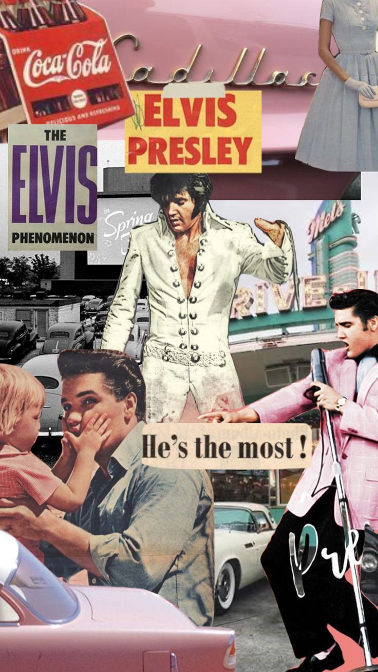 A collage of pictures with elvis presley in them - 50s
