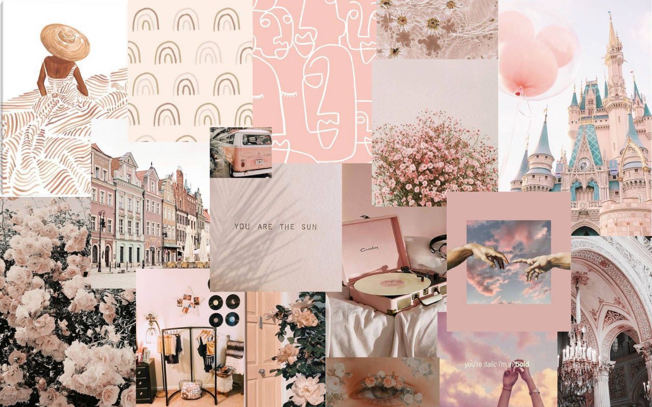 Download Nude Pink Collage Macbook Pro Aesthetic Wallpaper