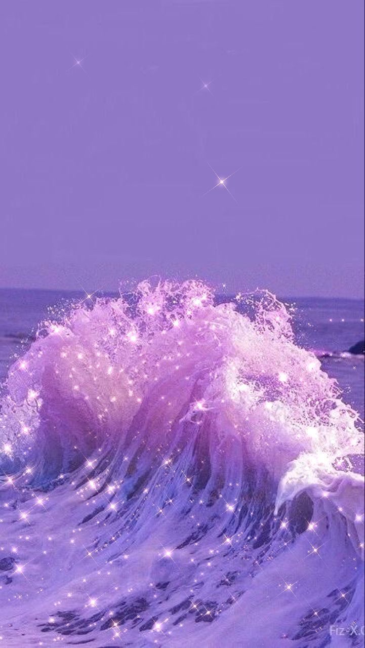 A purple wave with stars in the water - Wave, bling