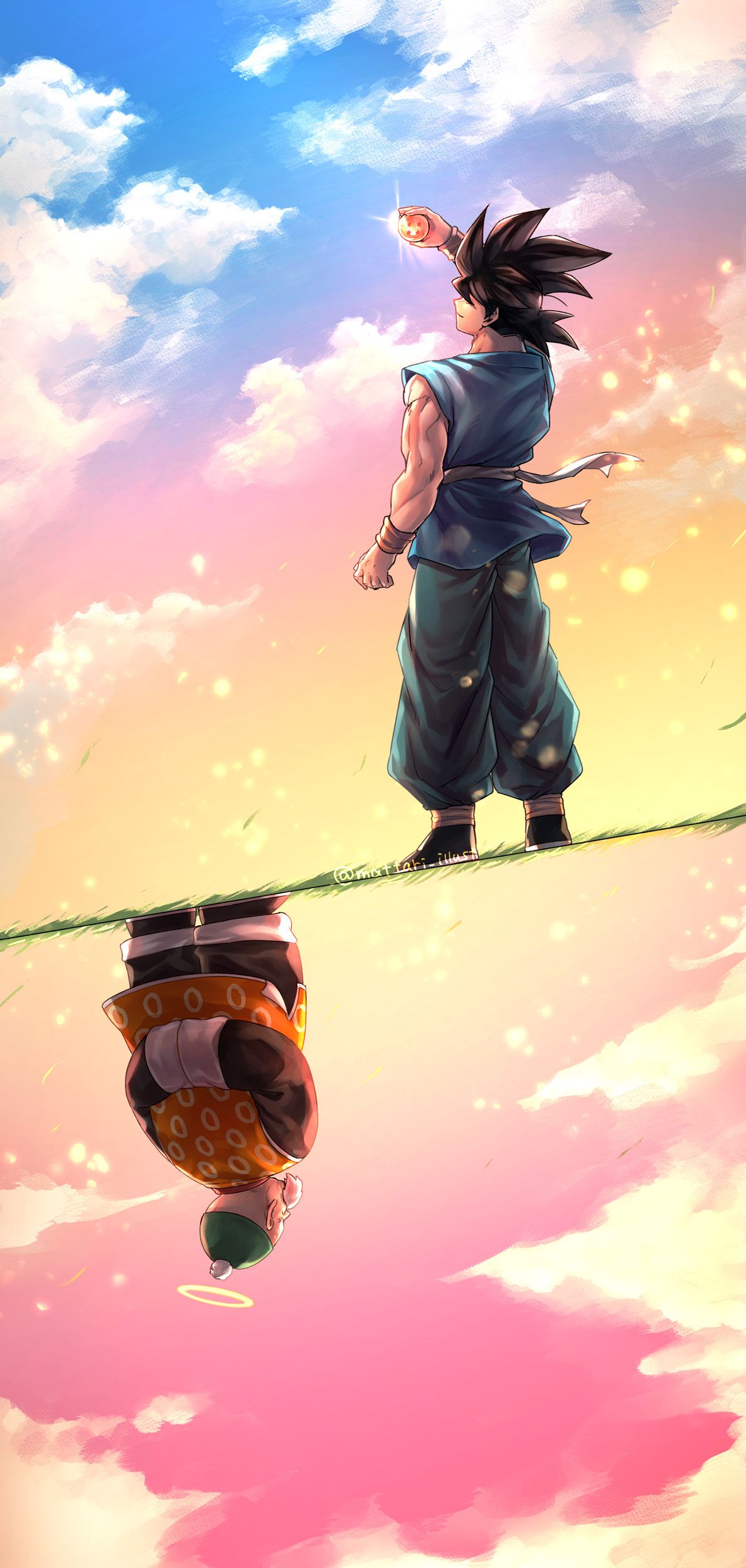 A man is standing on top of the clouds - Goku