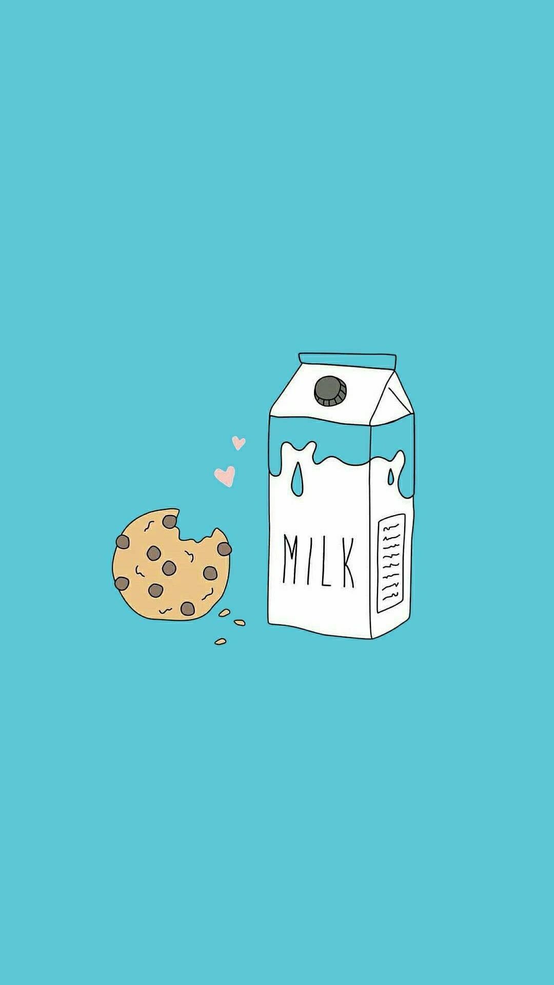 Milk and cookies on a blue background - Food, foodie, milk
