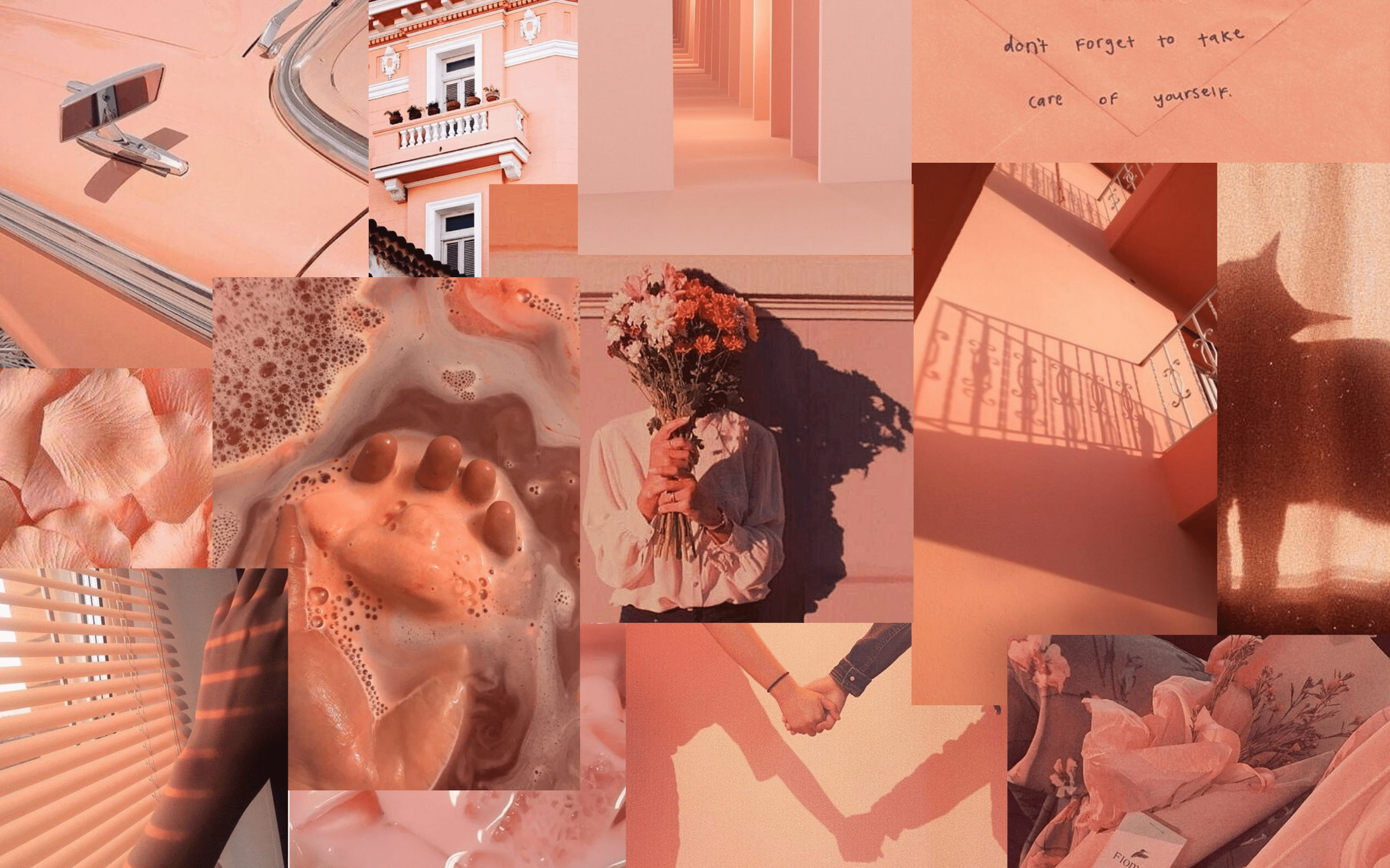 A collage of pictures with pink and orange tones - Salmon