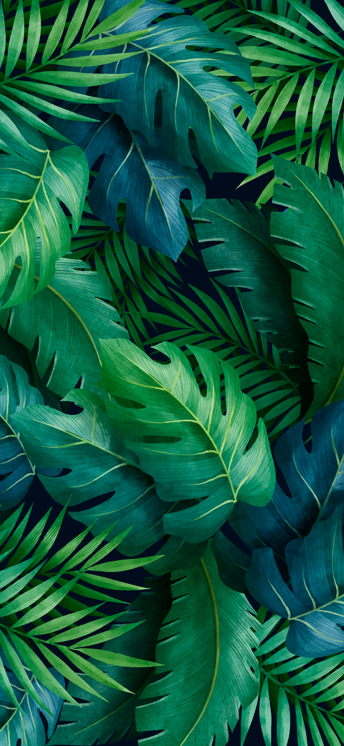 A background of green tropical leaves. - Green, leaves, tropical