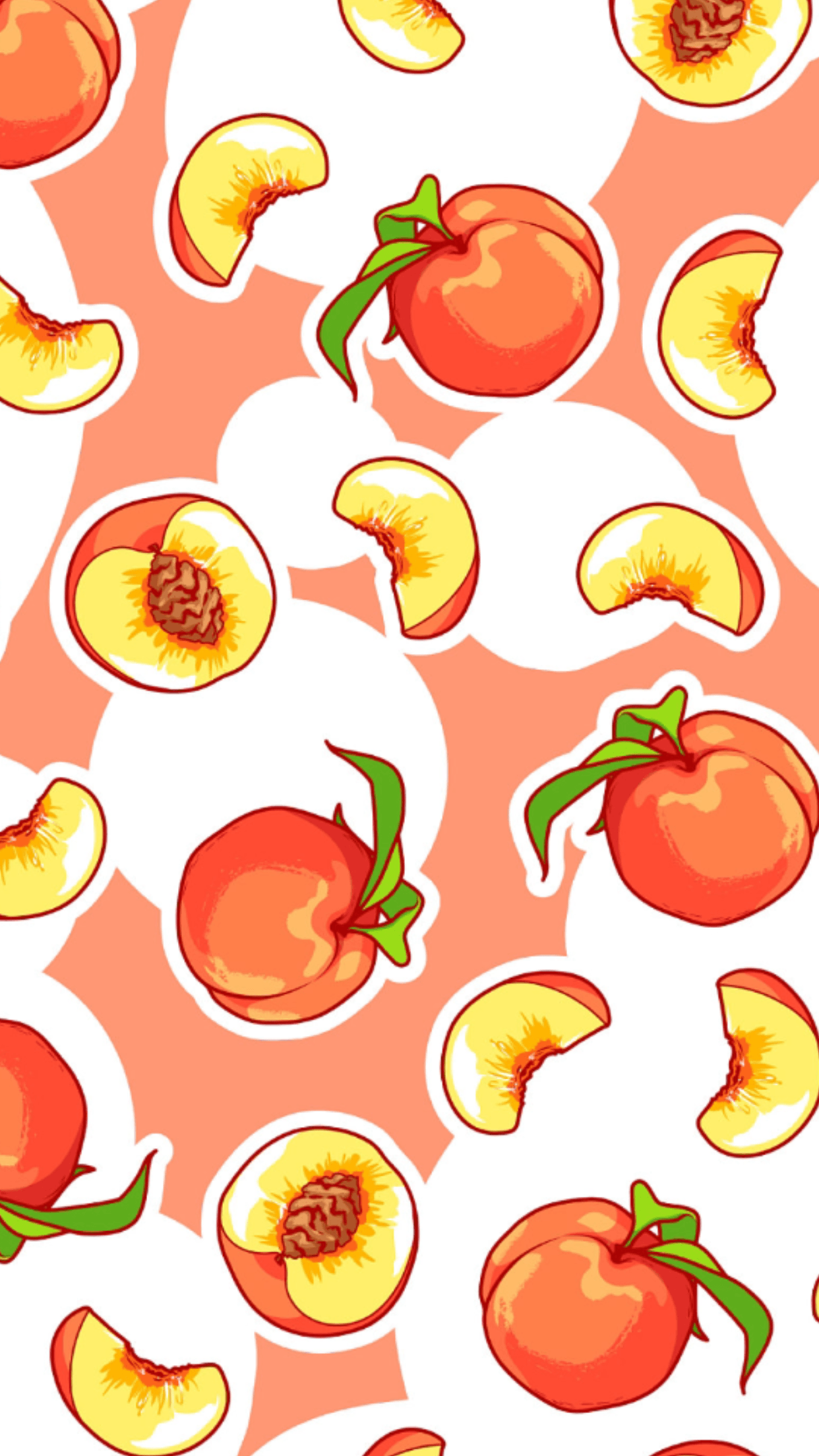 A pattern of peaches and slices - Fruit, food, peach