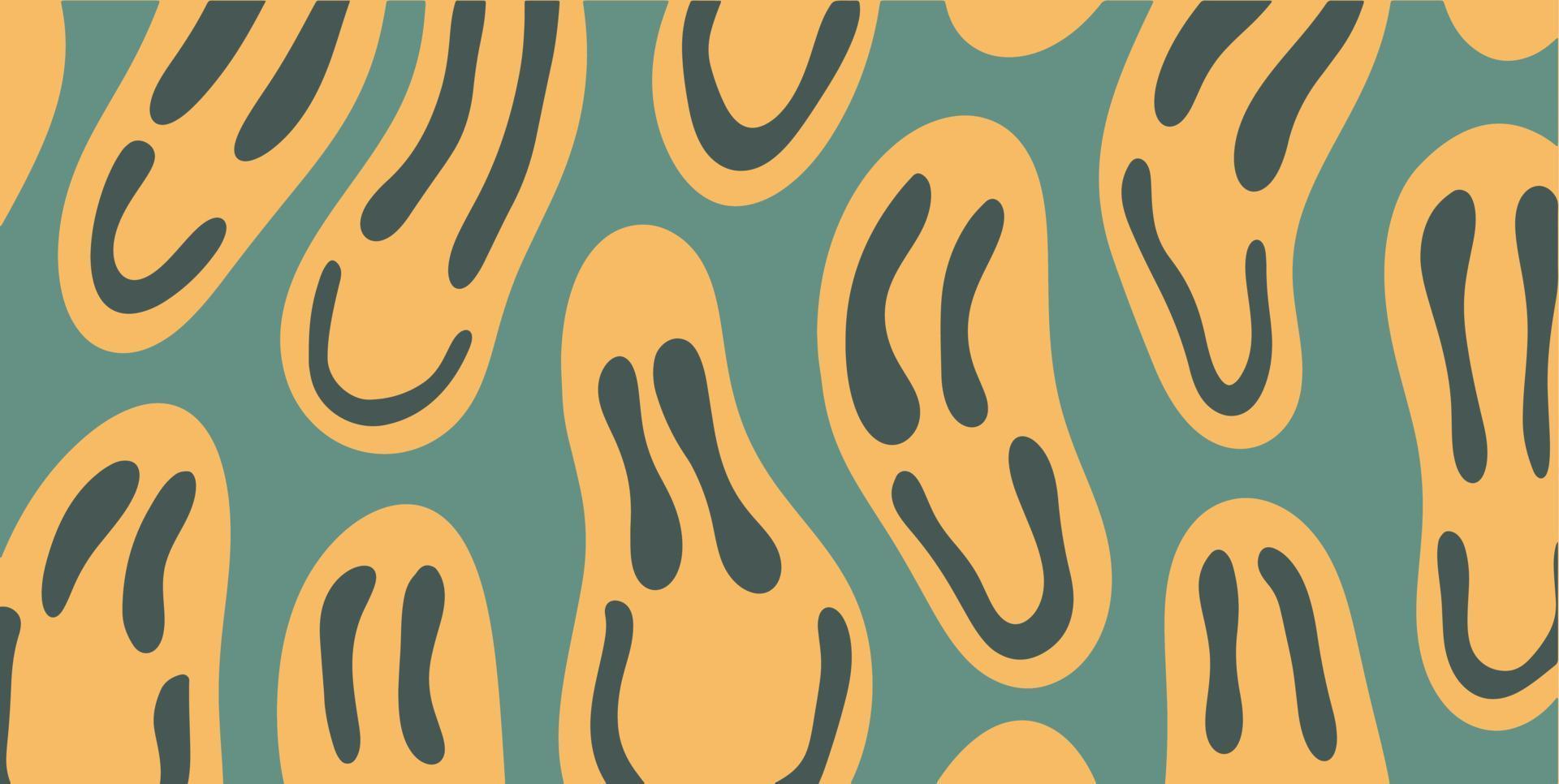 A graphic of yellow bacteria on a green background - 60s, smile, 70s, psychedelic