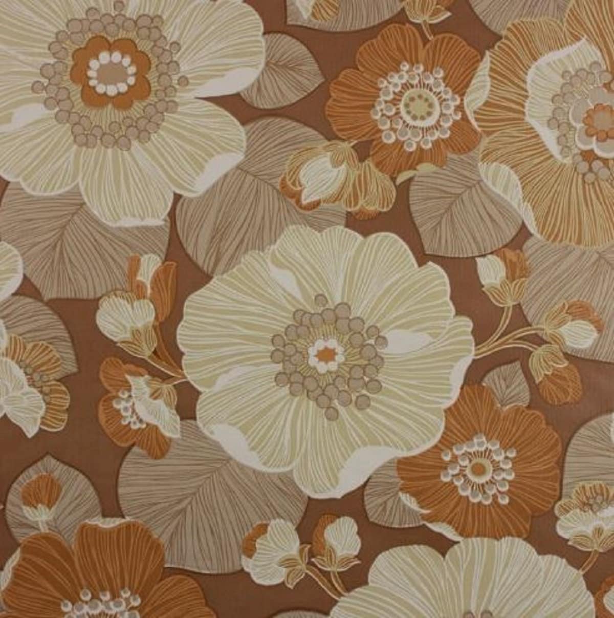 A brown and orange floral wallpaper - 60s, 70s