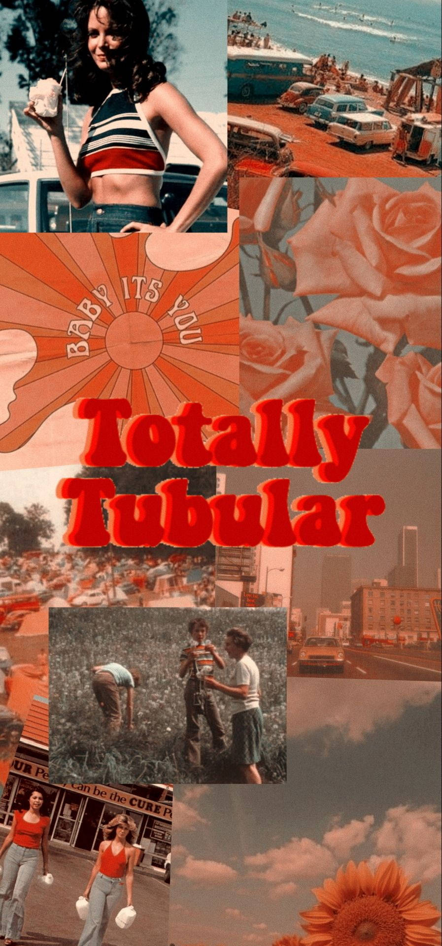 A collage of vintage images in red and orange hues with the words 