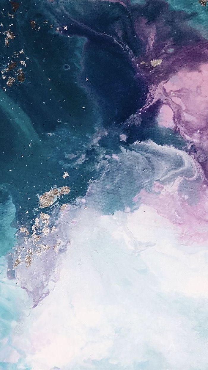 IPhone wallpaper of a painting with blue, purple and white colors - Marble