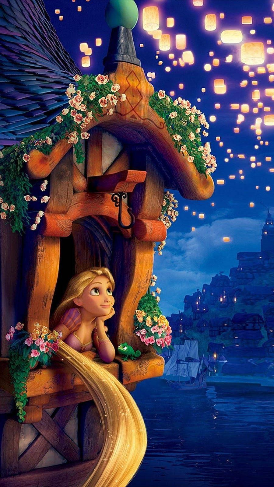 Download Rapunzel In A Tower Disney Phone Wallpaper