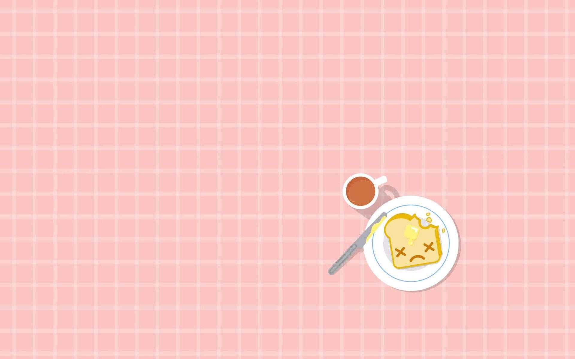 A pink background with an image of food - Food
