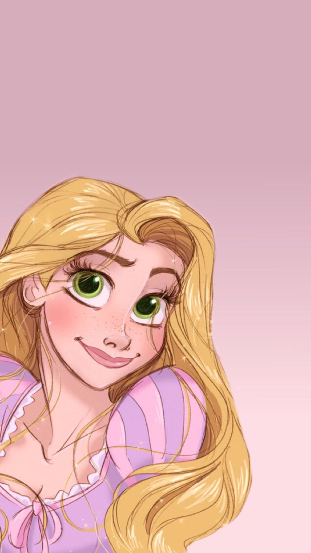 A cartoon drawing of rapunzel with green eyes - Rapunzel