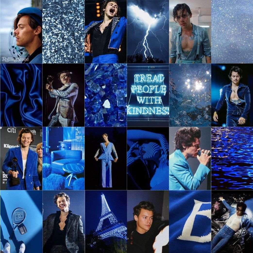 Harry Styles Photo Kit Blue Aesthetic Wall Collage Digital
