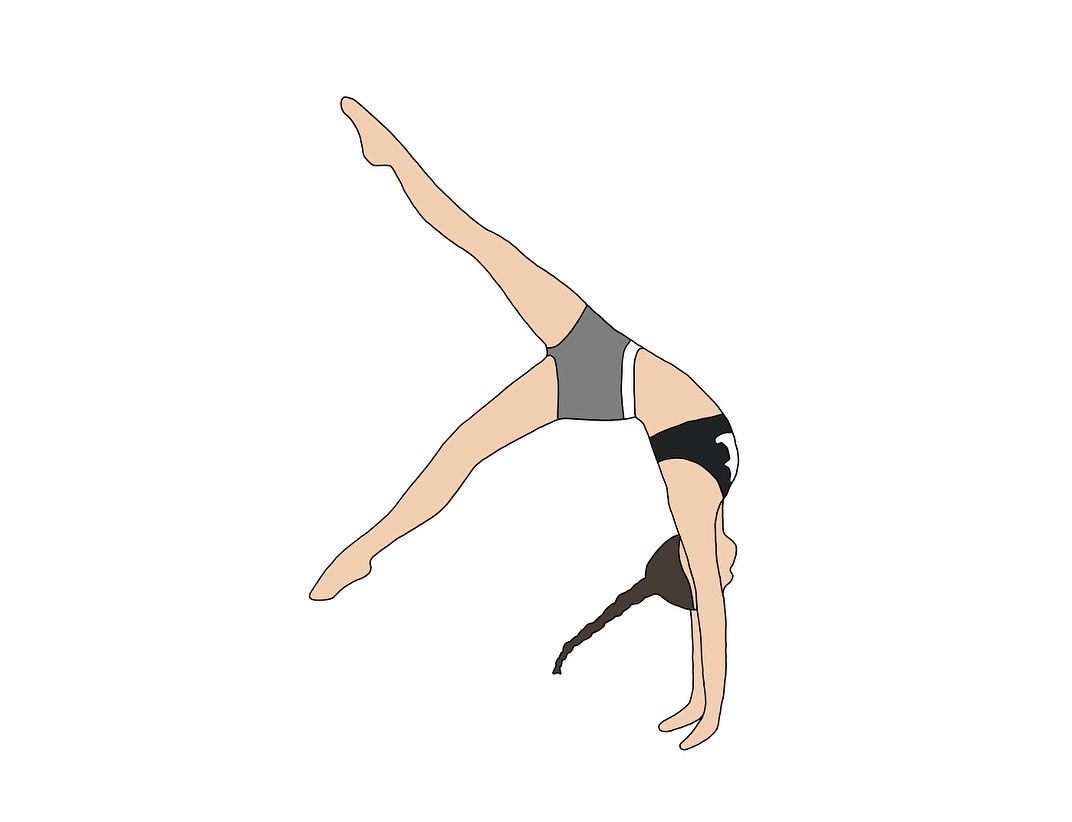 A cartoon of an athlete doing the splits - Gymnastics