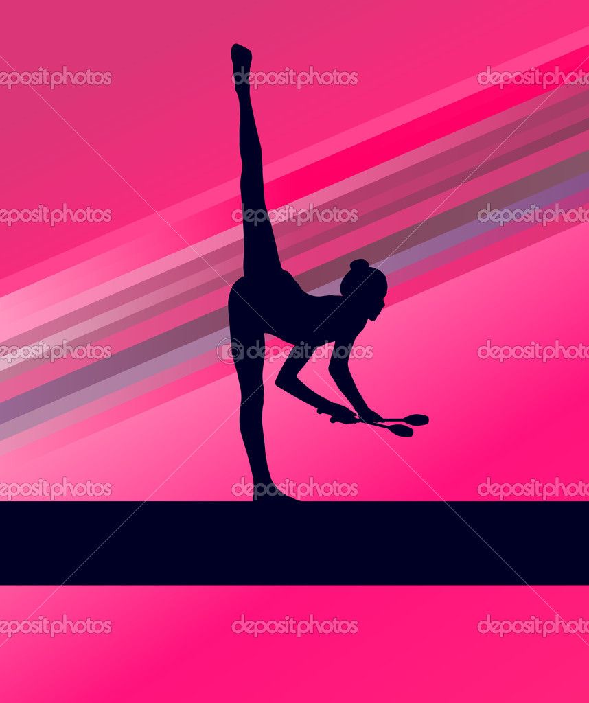 Silhouette of a gymnast on pink background stock photo 260741 - Gymnastics