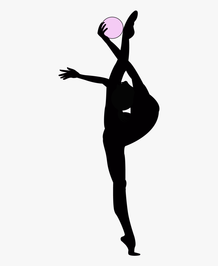 A silhouette of a woman doing a handstand with a ball. - Gymnastics