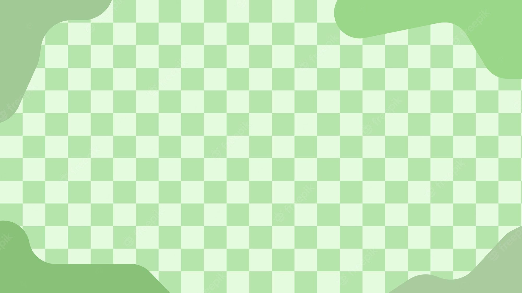 A green and white checkered background with a green blob on the left and right sides - Soft green, mint green, light green